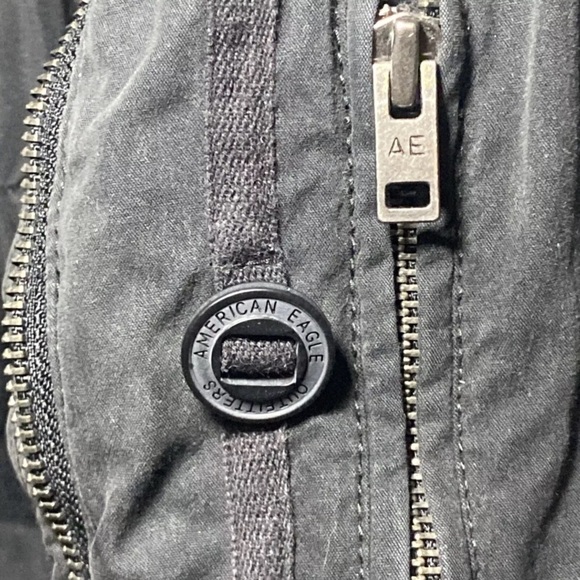 American Eagle Bomber Jacket Mens Small Black Heavy Thick Aviator Y2K Gorpcore - Picture 4 of 9